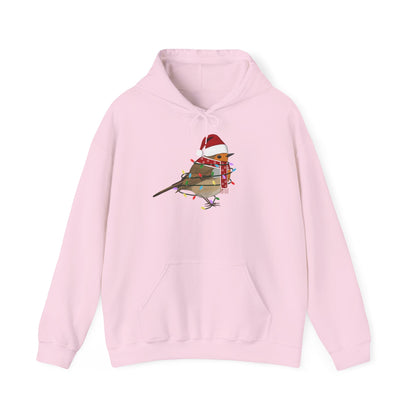 Rotkehlchen Weihnachts-Hoodie - Vogel als Weihnachtsmann mit Lichterkette Sweater
