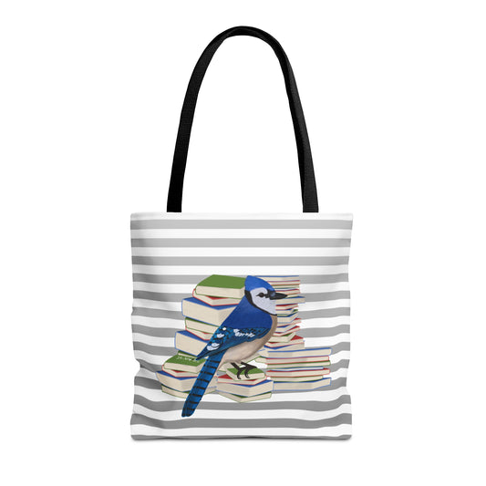 blue jay bird books tote bag