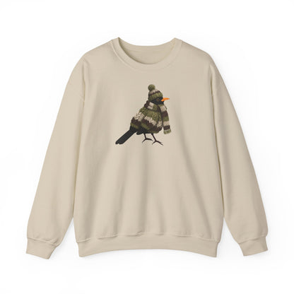 Amsel in Strick Weihnachts-Sweatshirt | Unisex Vogel Sweater für Vogelfreunde & Vogelbeobachter