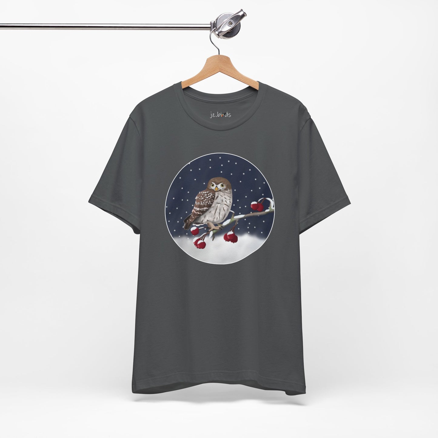 Owl on a Winter Branch Birdwatcher Christmas Bird T-Shirt