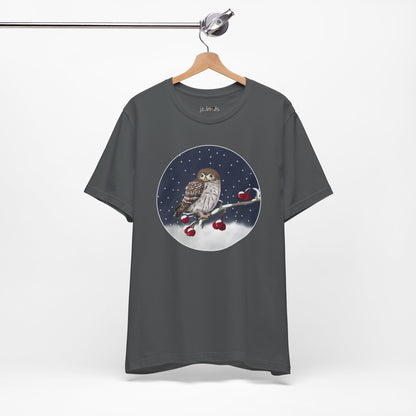 Owl on a Winter Branch Birdwatcher Christmas Bird T-Shirt