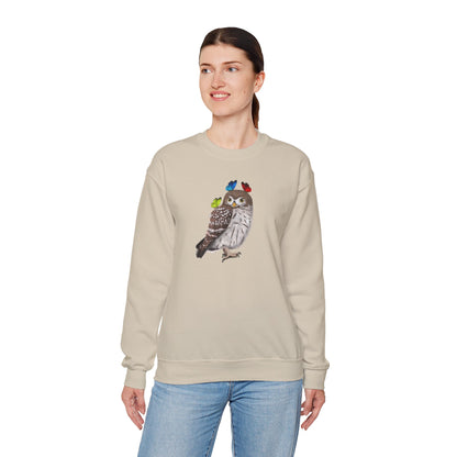 Little Owl with Butterflies Bird Birding & Birdwatching Sweatshirt