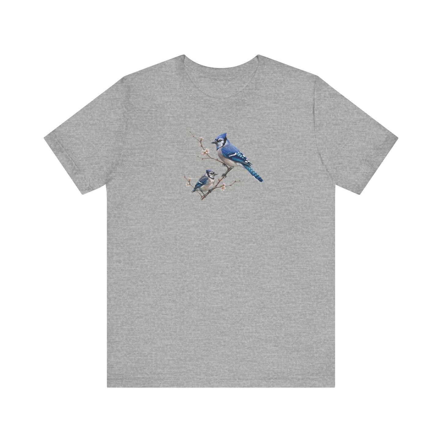 Blue Jay & Fledgling T-Shirt | Spring Blossoms Unisex Graphic Tee
