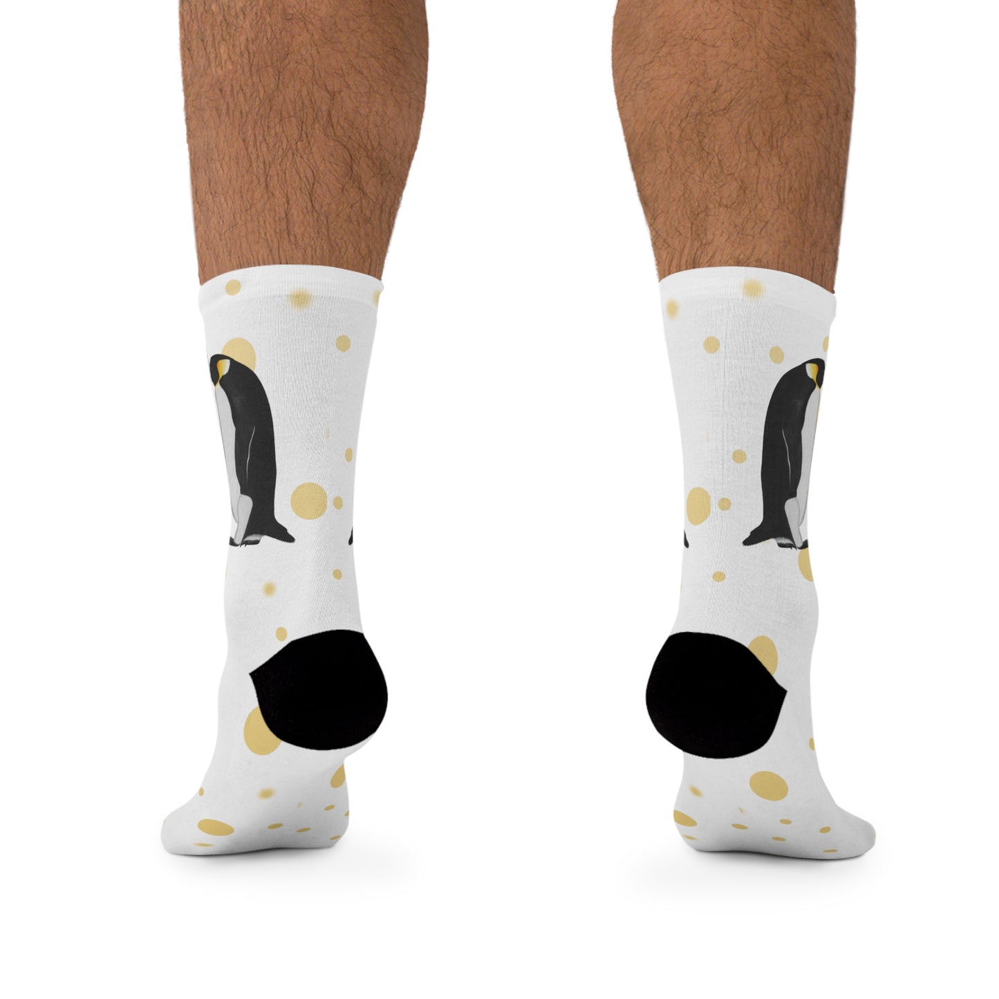 Penguin with Golden Dots Birding & Birdwatching Bird Socks White