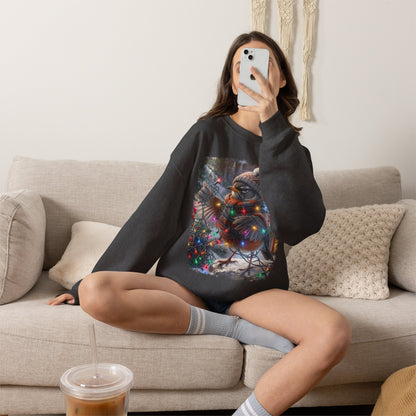 American Robin Christmas Sweatshirt – Tangled Lights Winter Crewneck