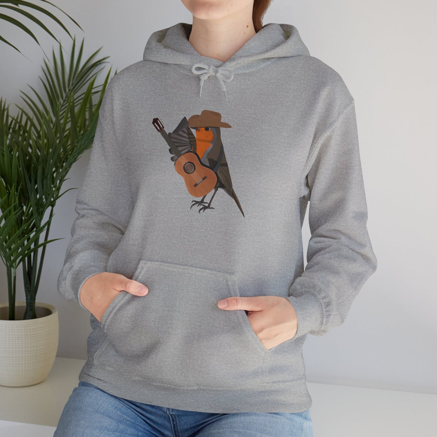 Robin with Cowboy Hat and Guitar Country Music Bird Hoodie