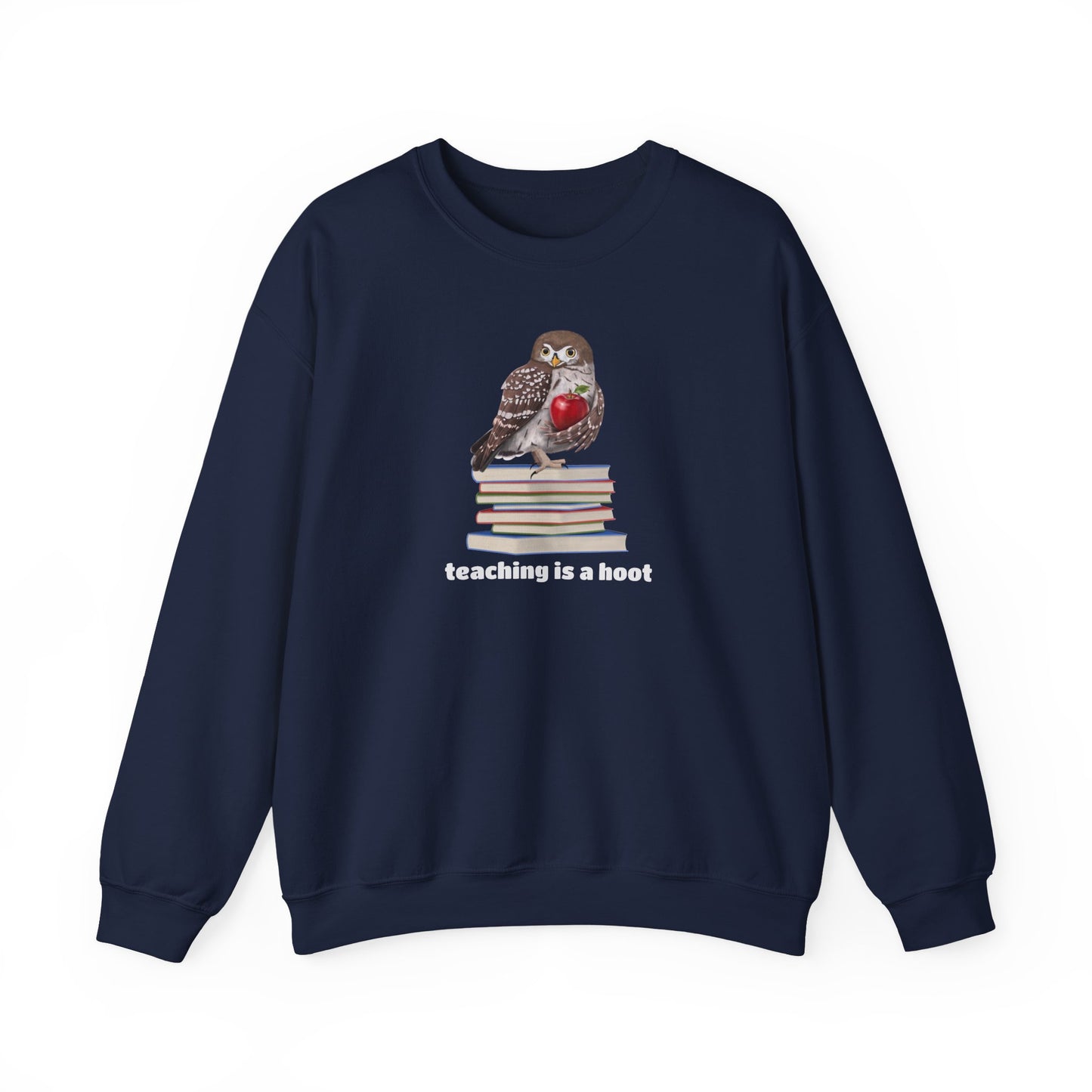 Cute Owl on Books Teacher Sweatshirt – Teaching is a Hoot – Cozy Back to School Aesthetic