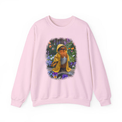 Robin Rosi Yellow Raincoat Garden Premium Sweatshirt for Bird Lovers