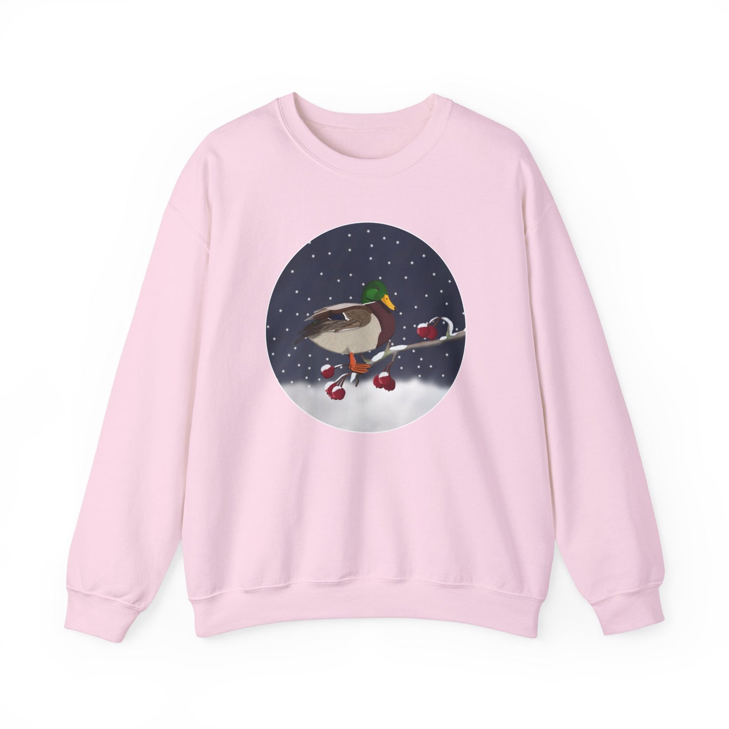 Mallard on a Winter Branch Birdwatcher Christmas Bird Sweatshirt