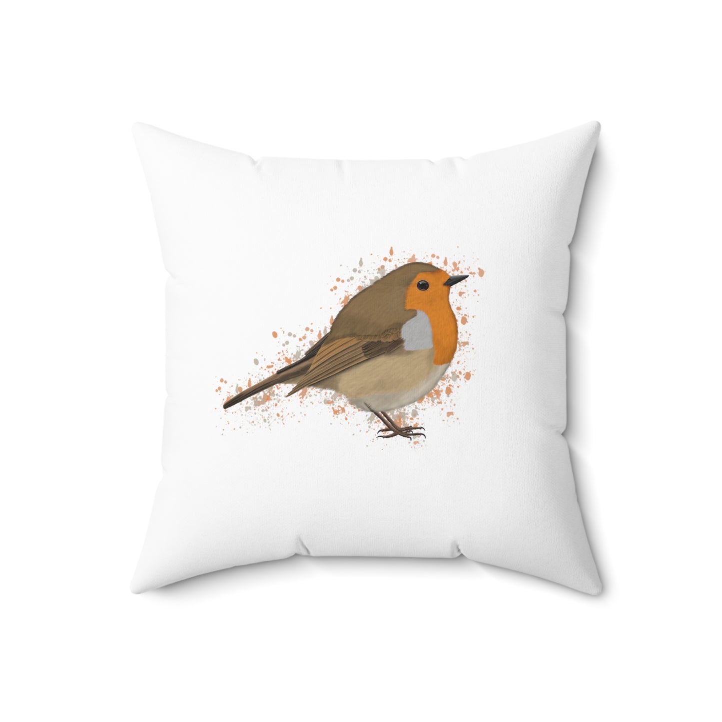 Robin Bird Throw Pillow 18"x18" White