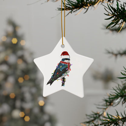 Tree Swallow as Santa Ceramic Bird Christmas Ornament | Durable Double-Sided Bird Lover Decor