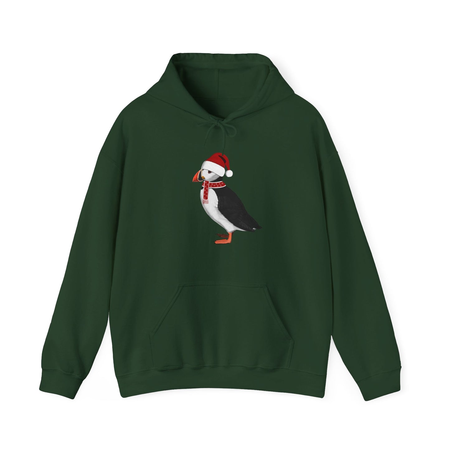 Puffin Christmas Bird with Santa Hat Birdwatcher Birdlover Hoodie