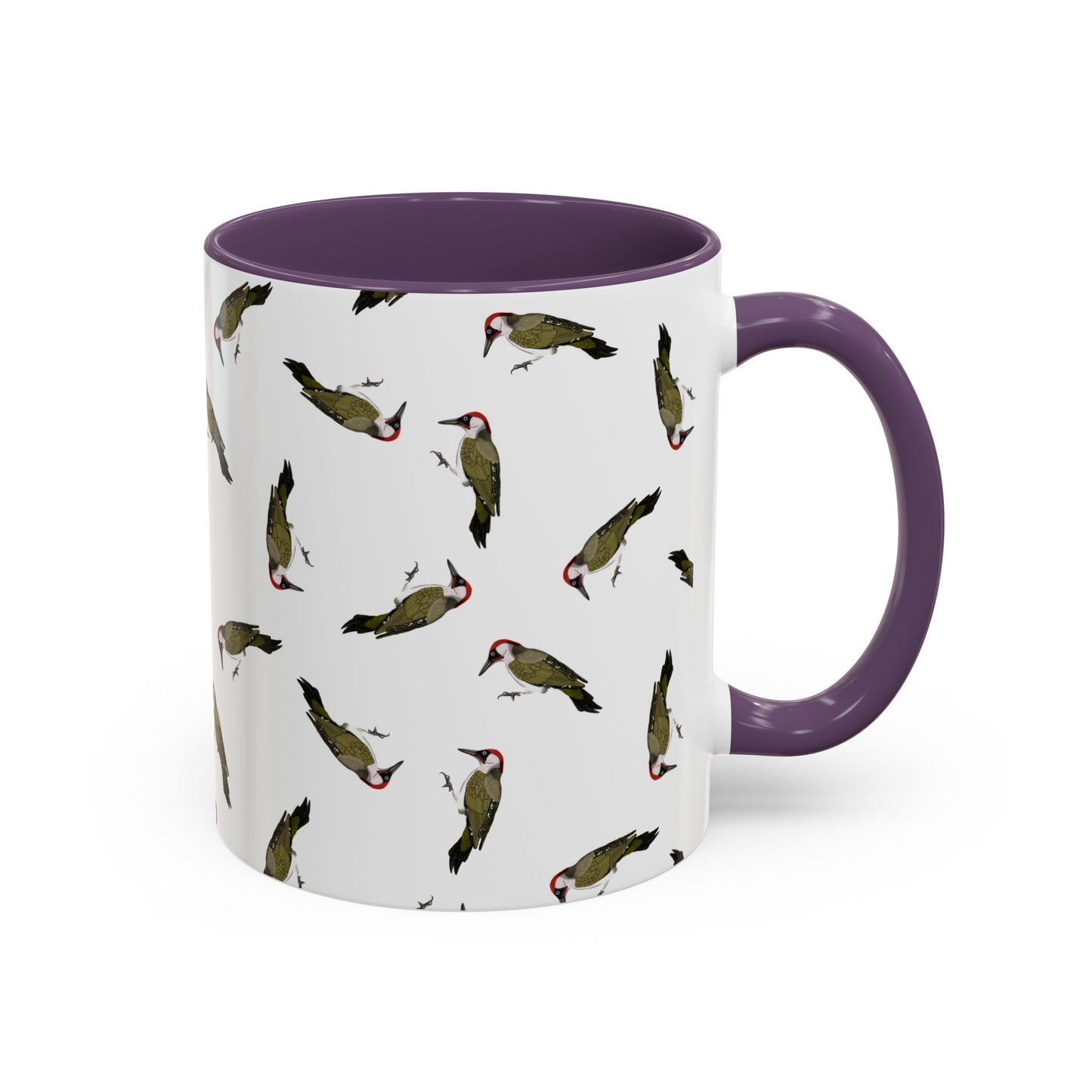 Grünspecht Tasse mit Streumuster | Vogelmotiv Kaffeebecher für Vogelbeobachter & Naturfreunde on Accent Coffee Mug background