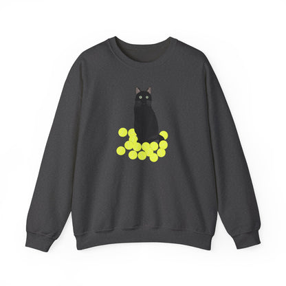 Black Cat with Tennis Balls Cat Lover Sweatshirt