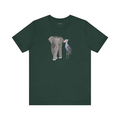 Elephant with Shoebill Bird Birding & Birdwatching T-Shirt