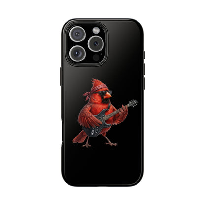 Cardinal with Guitar iPhone Case – Premium Tough Phone Cover Black