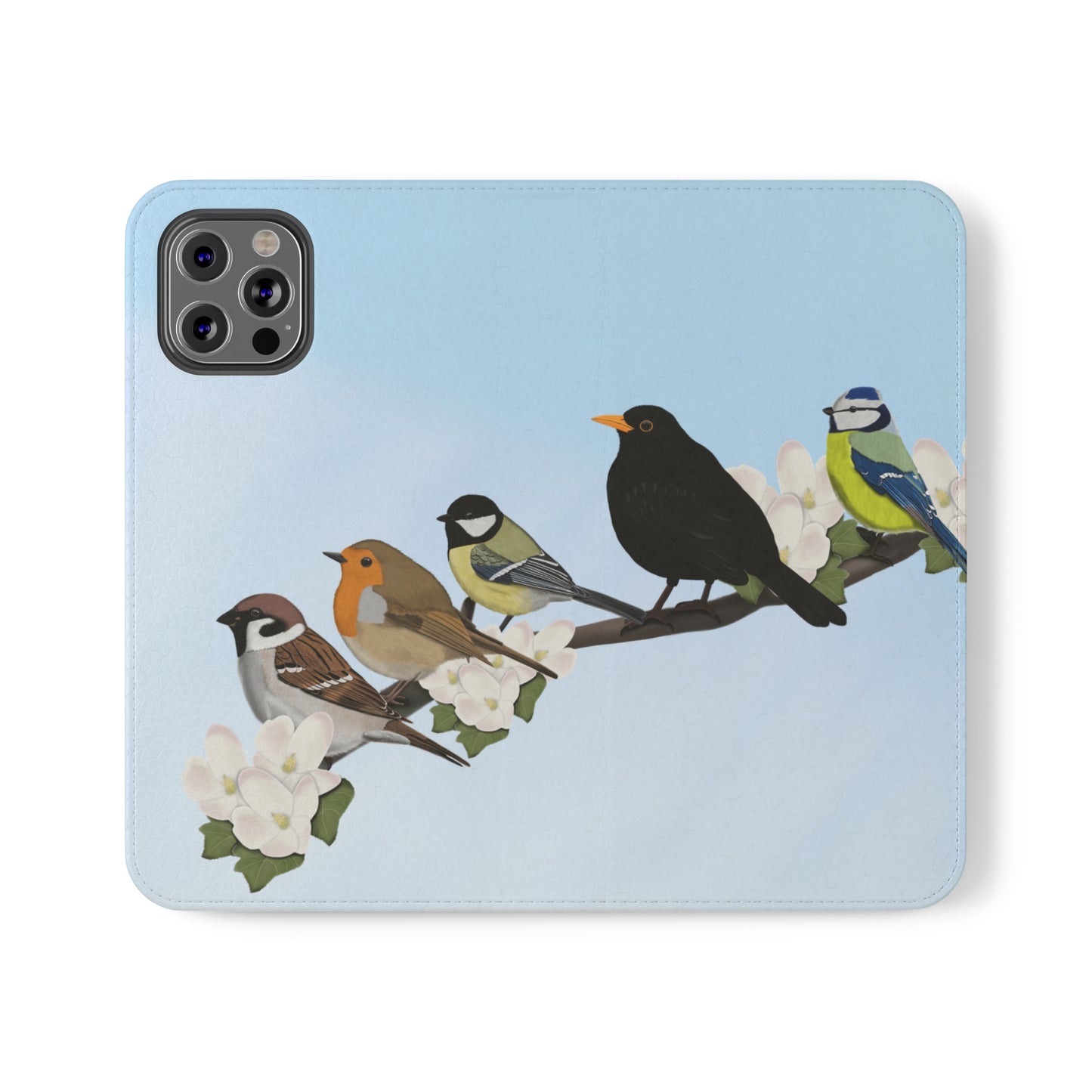 Garden Bird Blackbird Sparrow Chickadee Phone Flip Case