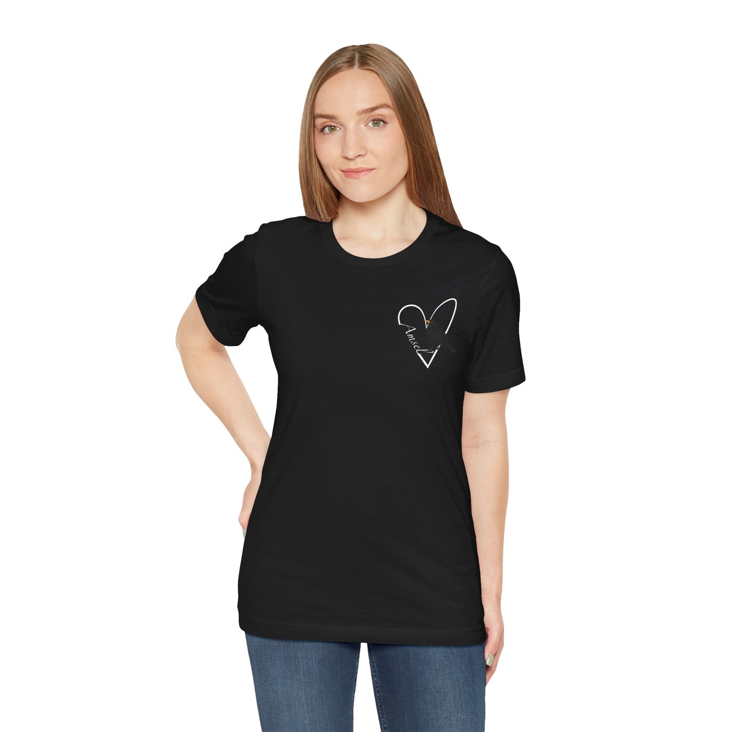 Amsel Vogel Singvogel T-Shirt mit Herz