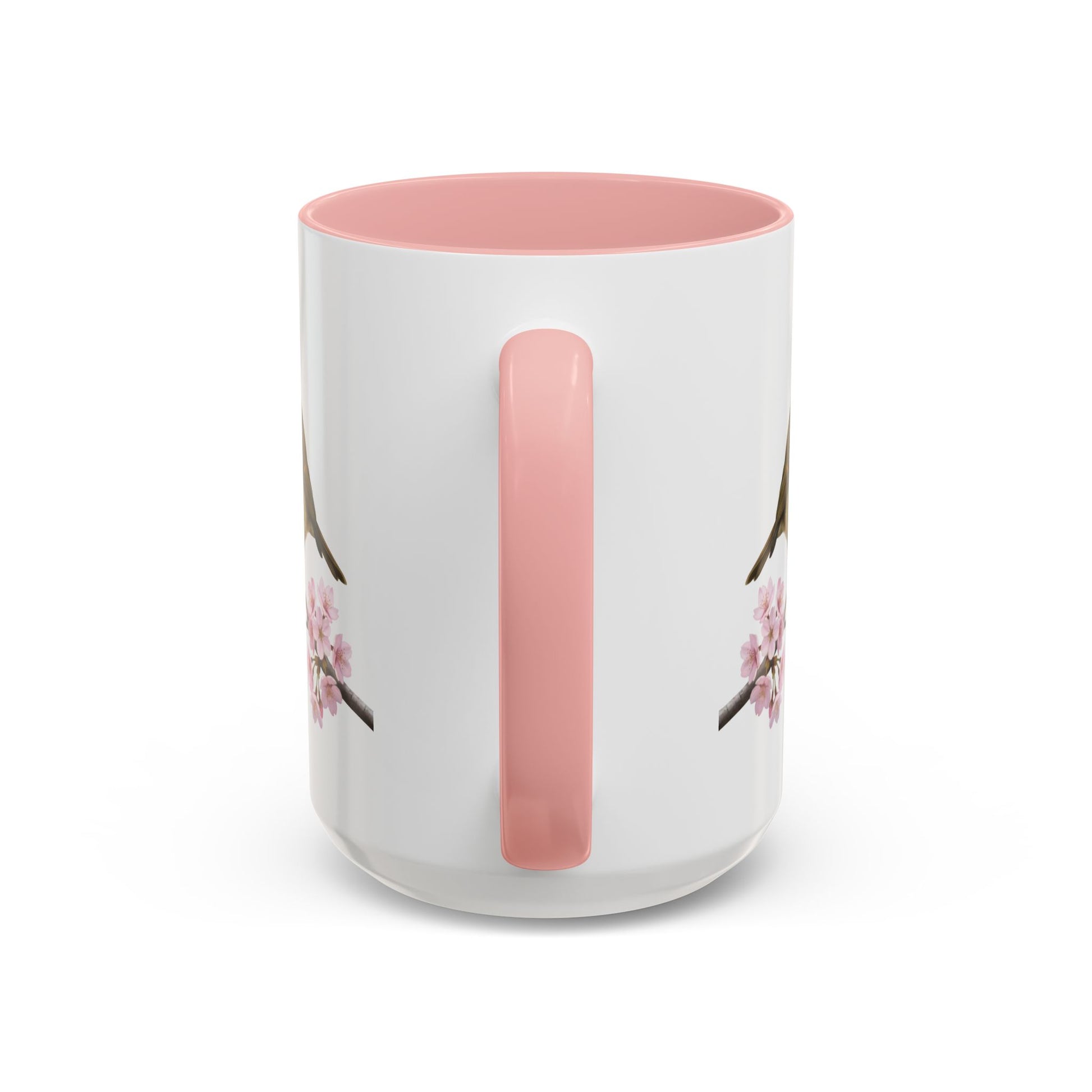 European Robin Cherry Blossom Mug | Pink Ceramic Coffee Cup for Bird Lovers – 11oz,