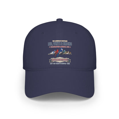 Red, White & Birding Branch Baseball Cap | Cardinal Blue Jay Bluebird USA 250 Edition | jz.birds