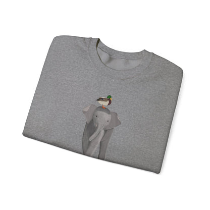 Elephant with Mallard Bird Birding & Birdwatching Sweatshirt