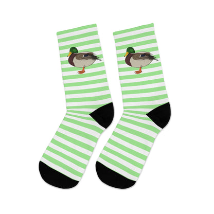 Mallard Stripes Green White Birding & Birdwatching Bird Socks