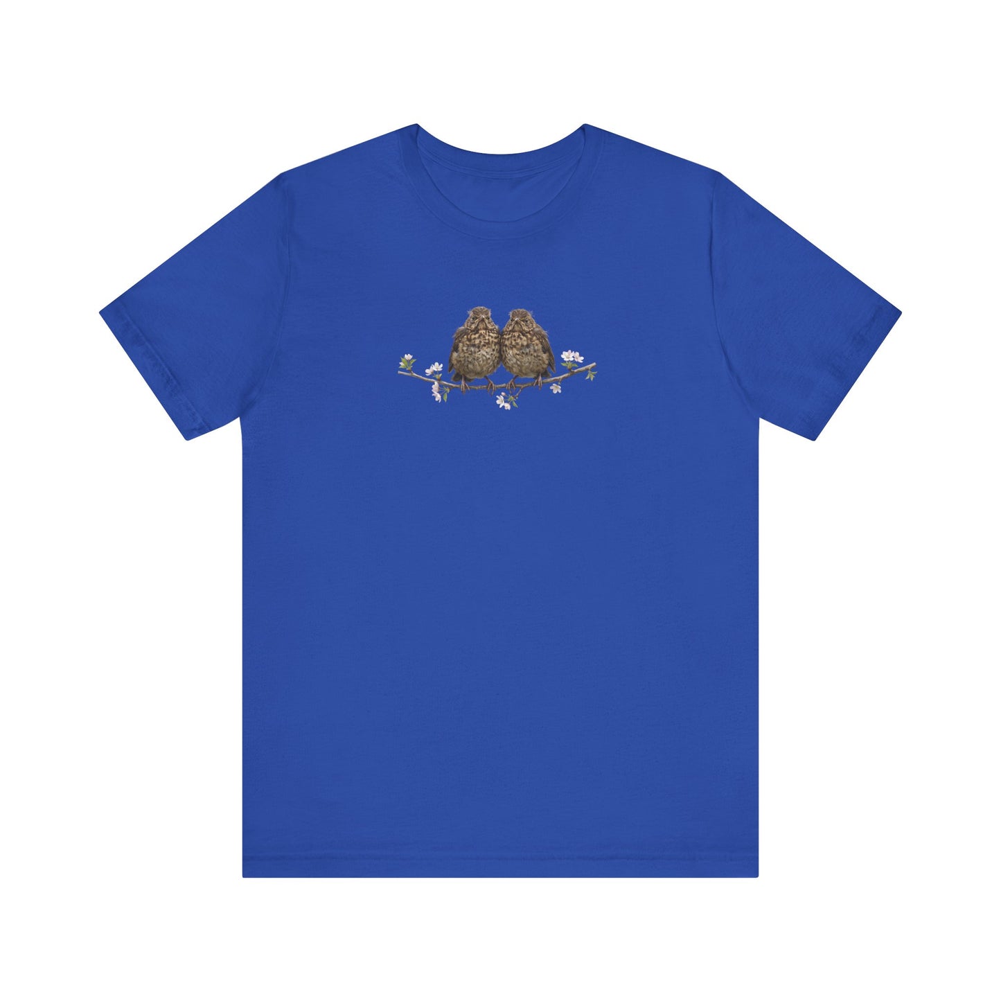 Blackbird Fledgling T-Shirt | Spring Blossoms Unisex Graphic Tee for Bird Watchers