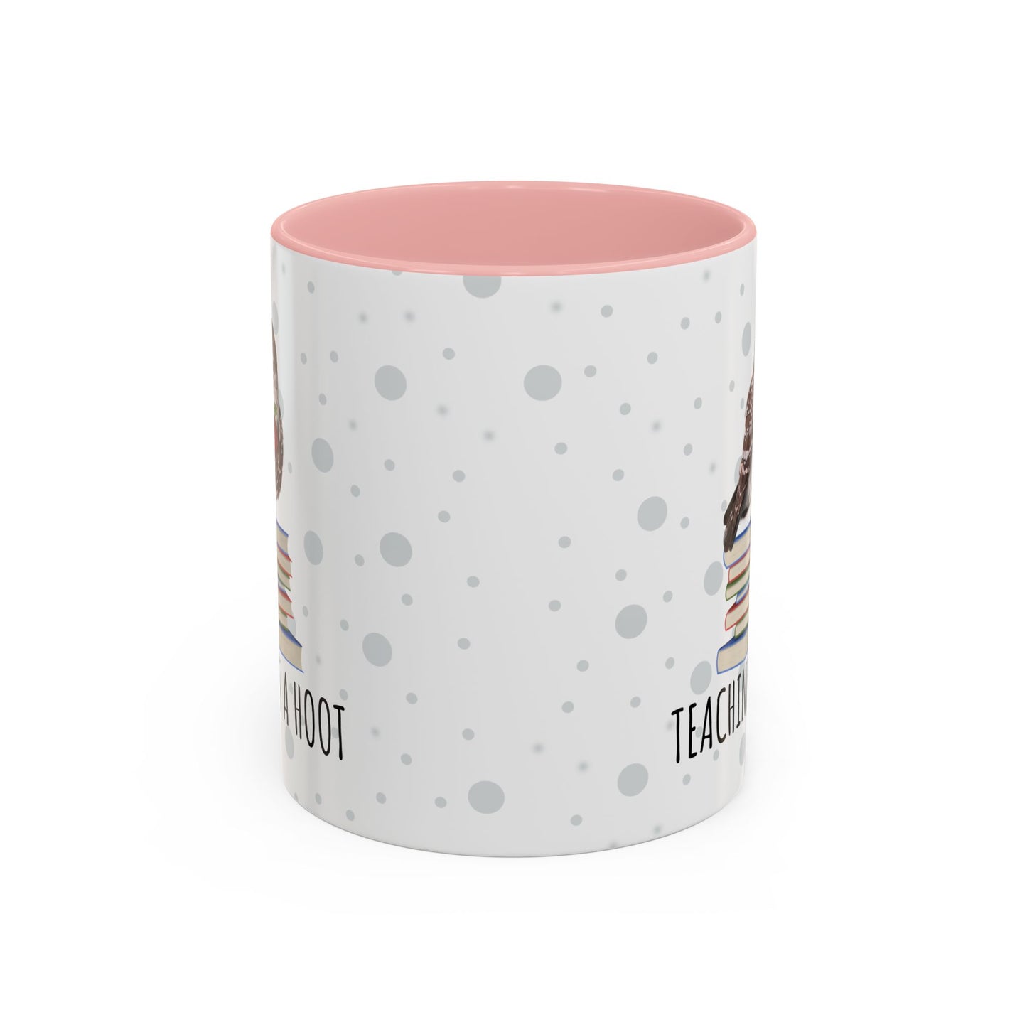 Cute Owl on Books Teacher Mug – Teaching is a Hoot – Two-Tone Classroom Coffee Cup