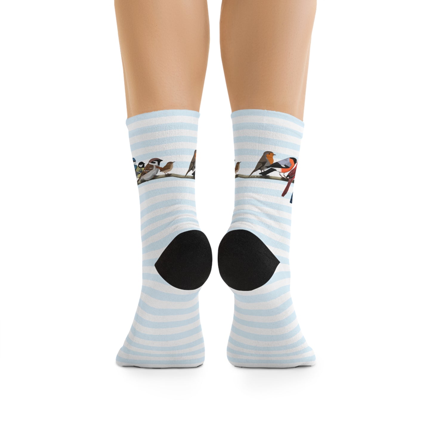 Garden Birds Blue Jay Cardinal Bullfinch Stripes Blue White Birding & Birdwatching Bird Socks