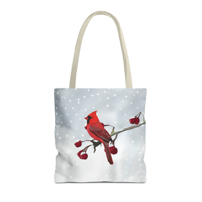 Cardinal on a Winter Branch Bird Tote Bag 16"x16"