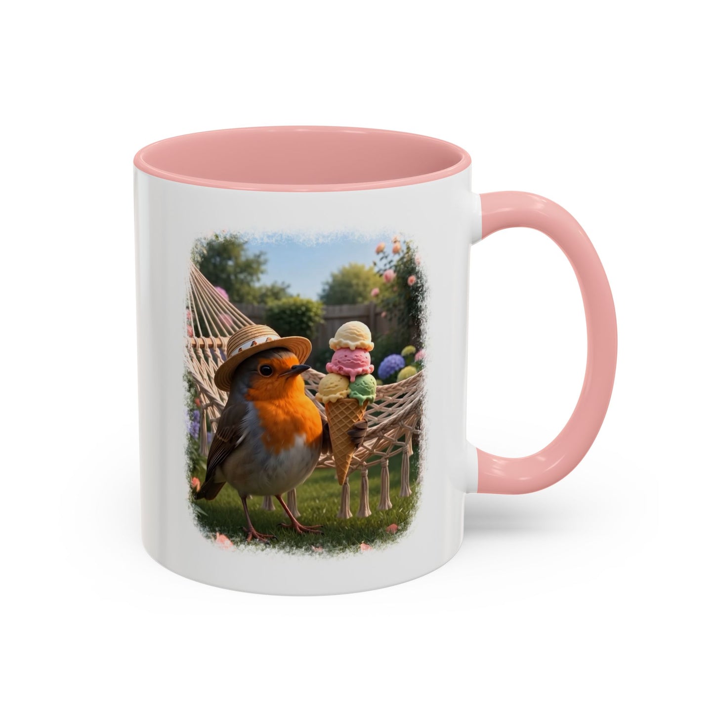 Robin Rosi Ice Cream Garden Premium Mug for Bird Lovers