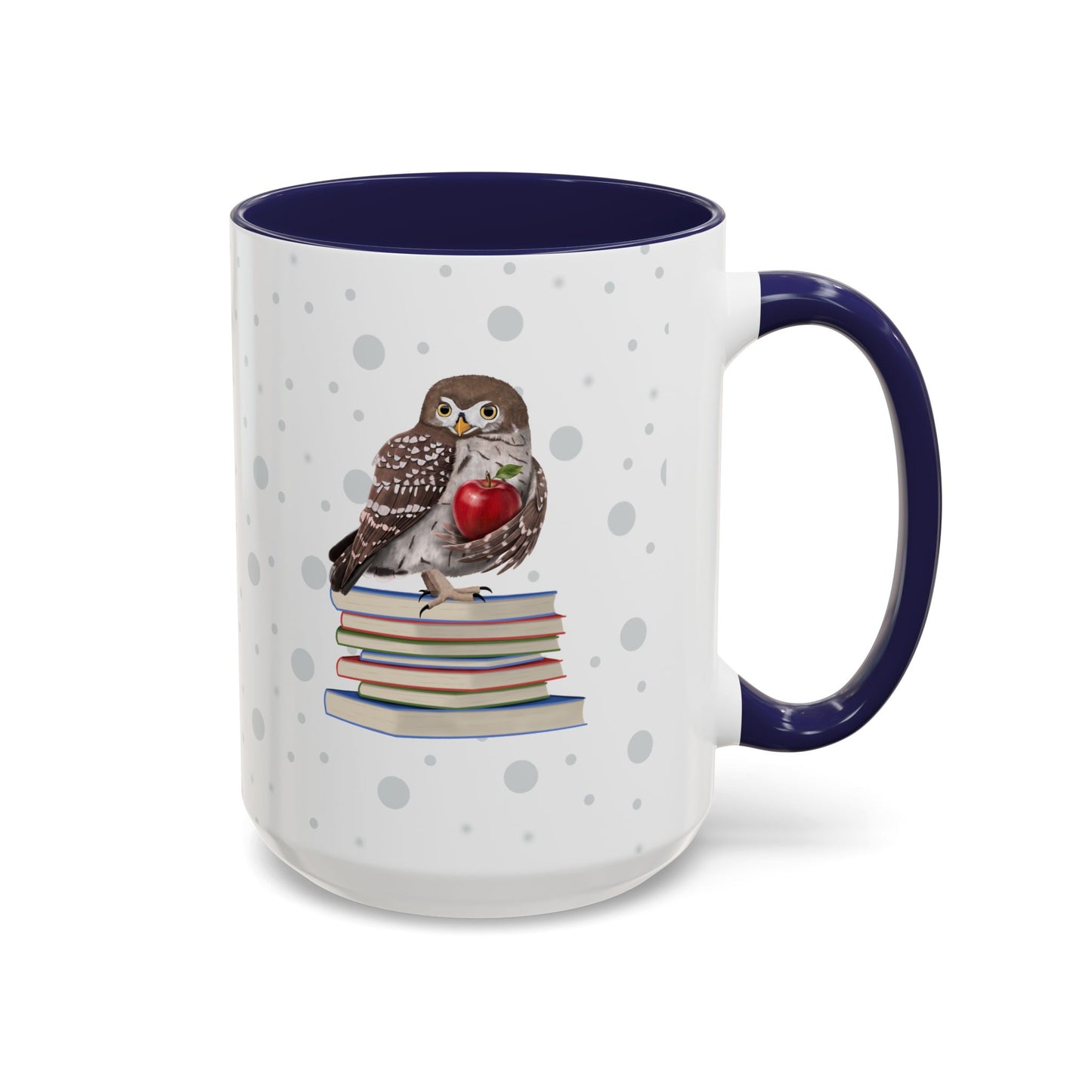 Cute Owl on Books Teacher Mug – Two-Tone Classroom Coffee Cup