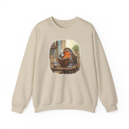 Robin Reads Books and Drinks Coffee Bird Sweatshirt Funny Book & Bird Lovers