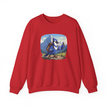 Blue Jay Hiking Sweatshirt Funny Blue Jay on a Hike Bird Watchers & Bird Lovers