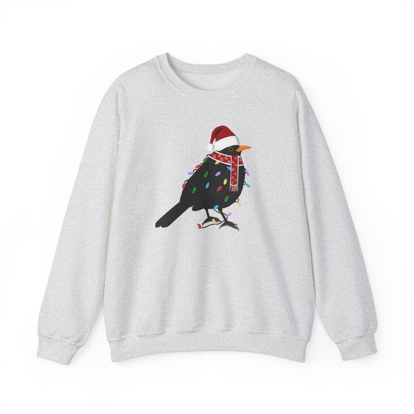 Blackbird with Fairy Lights Santa Claus Christmas Bird Sweatshirt