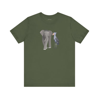 Elephant with Shoebill Bird Birding & Birdwatching T-Shirt