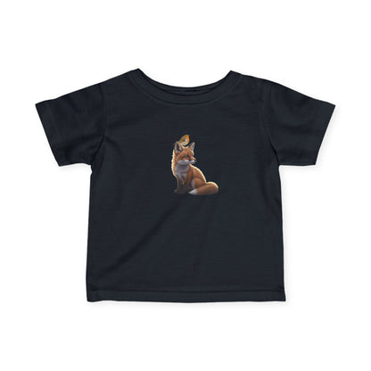 Fuchs mit Rotkehlchen Vogelmotiv Baby T-Shirt Süßes Tiermotiv