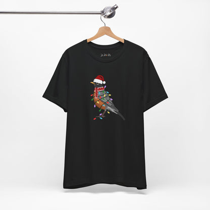 Robin with Fairy Lights Christmas Bird T-Shirt