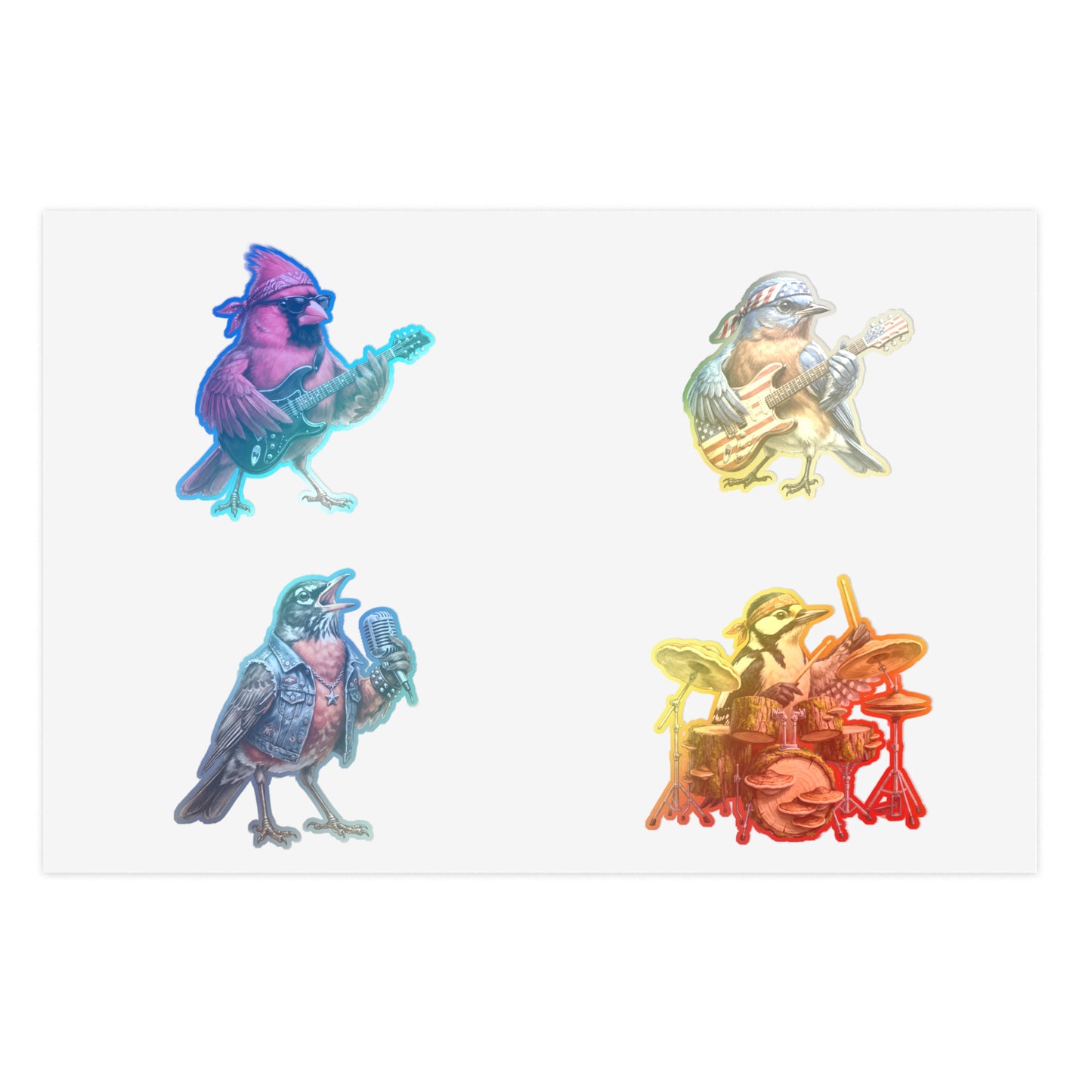 The Backyard Birds – Official Tour Sticker Sheet – 4 Vinyl Decals (White, Holographic or Transparent)