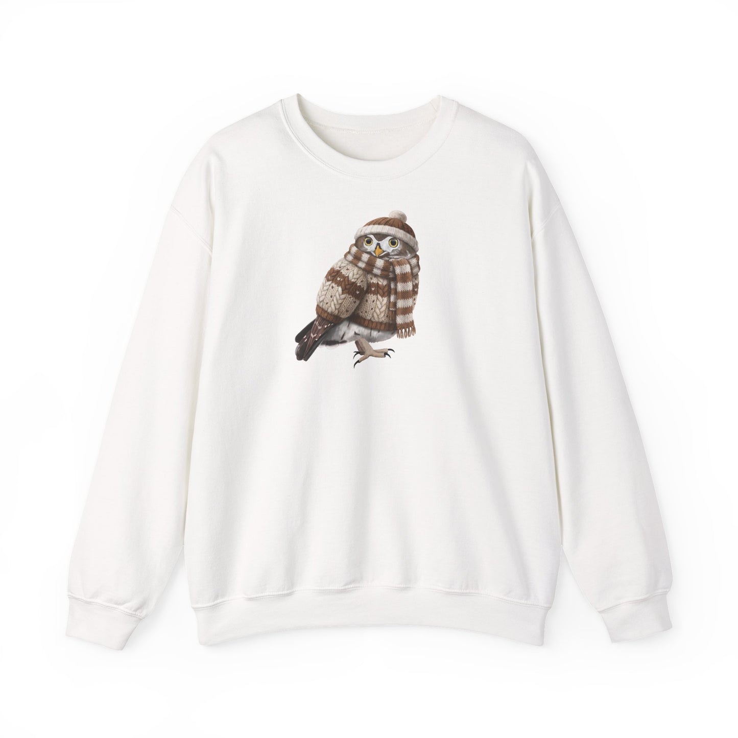 Eule in Strick Weihnachts-Sweatshirt | Unisex Vogel Sweater für Vogelfreunde & Vogelbeobachter