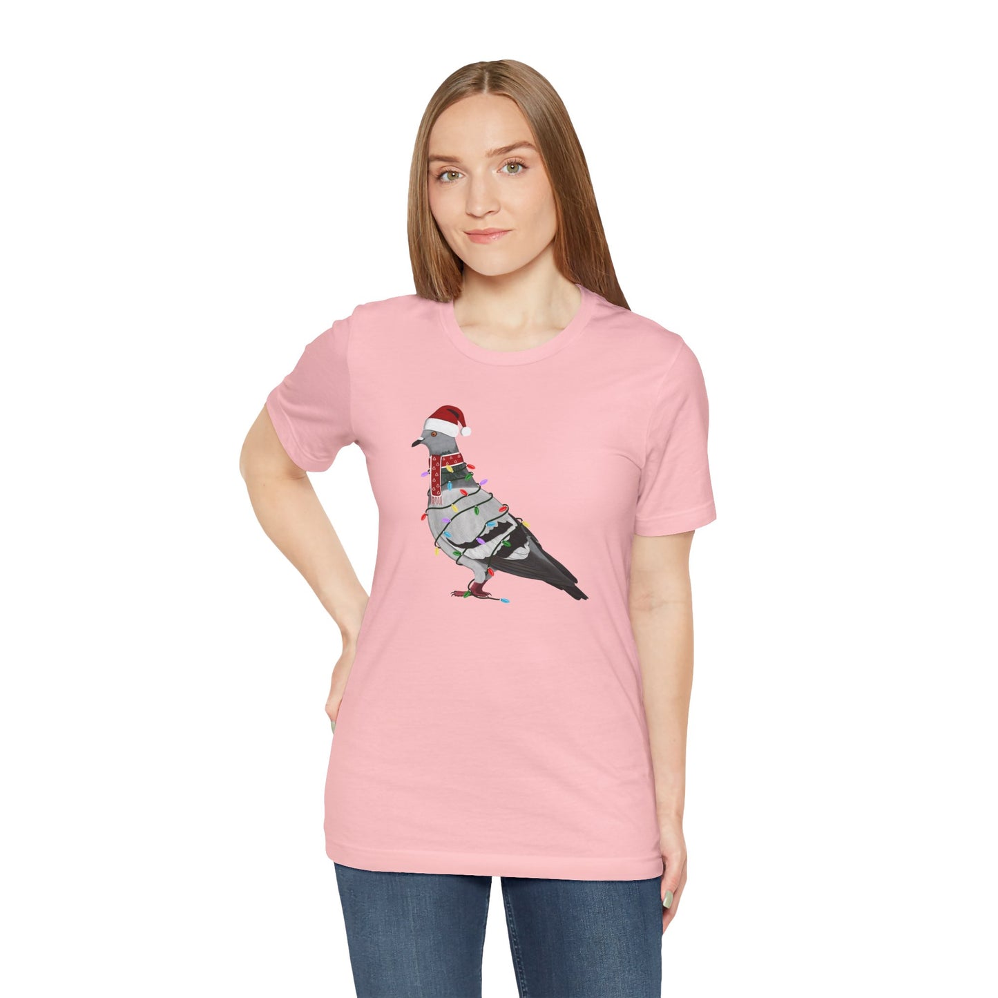 Pigeon with Fairy Lights Christmas Bird T-Shirt