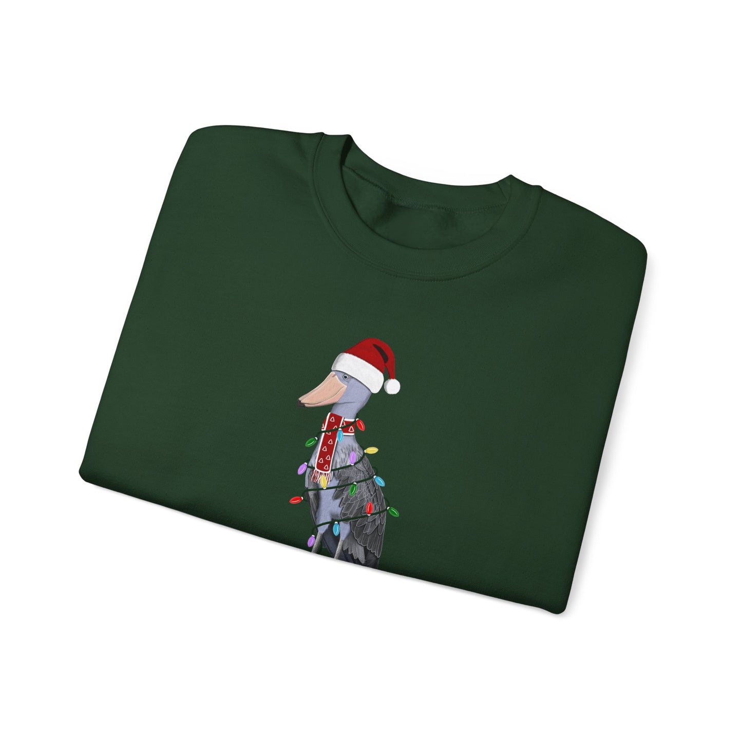 Shoebill with Fairy Lights Santa Claus Christmas Bird Sweatshirt