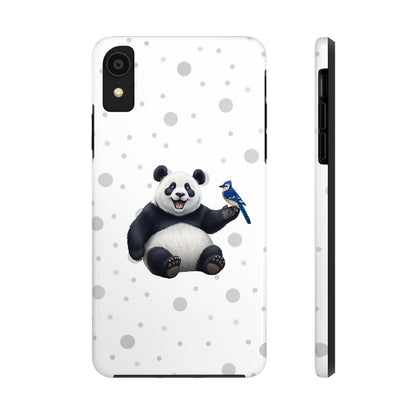 Cute Panda Bear with a Blue Jay Animal iPhone Case - Dual-Layer PC/TPU Protective Cover for iPhone