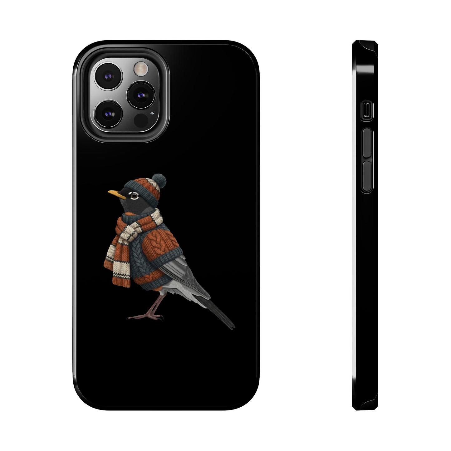 アメリカンロビンの鳥のアートが描かれた二層式iPhoneケース - 鳥類学者や鳥愛好家へのプレゼントに最適