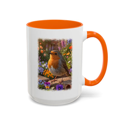 Robin Rosi Flower Bed Mug - Cute Backyard Bird Watcher Gift