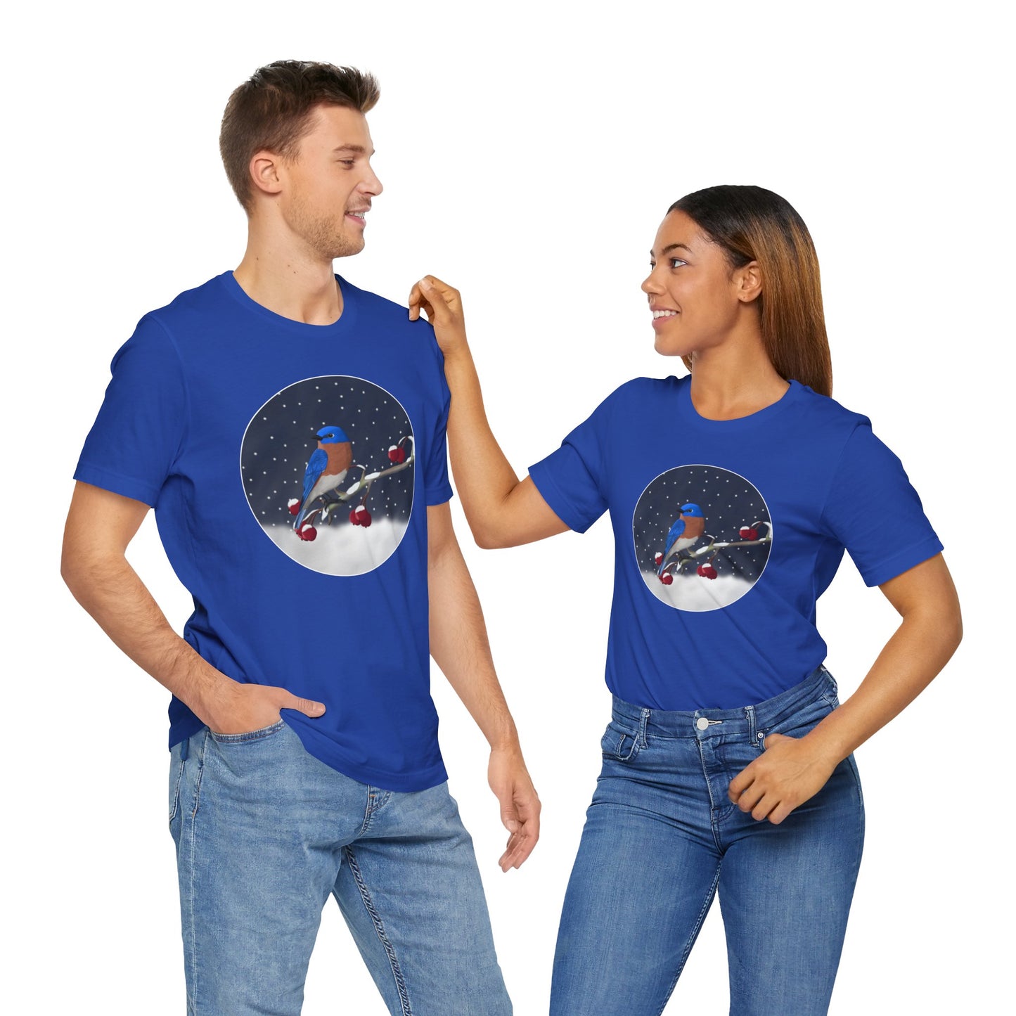 Bluebird on a Winter Branch Birdwatcher Christmas Bird T-Shirt