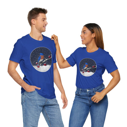 Bluebird on a Winter Branch Birdwatcher Christmas Bird T-Shirt