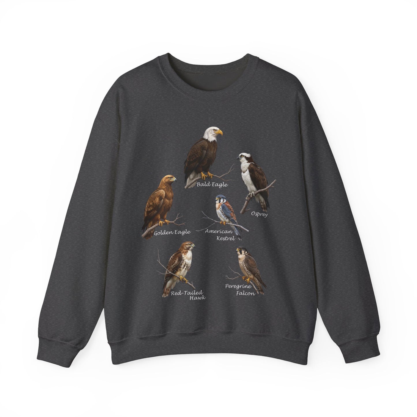 North American Raptors Crewneck Sweatshirt – Bald Eagle, Hawk & Falcon