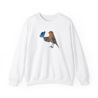 Robin with Butterfly Bird Birding & Birdwatching Sweatshirt