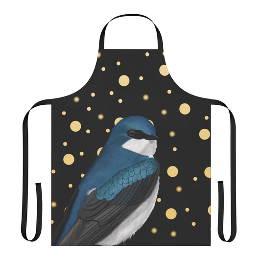 Tree Swallow Golden Dots Birdlover Bird Art Apron Black